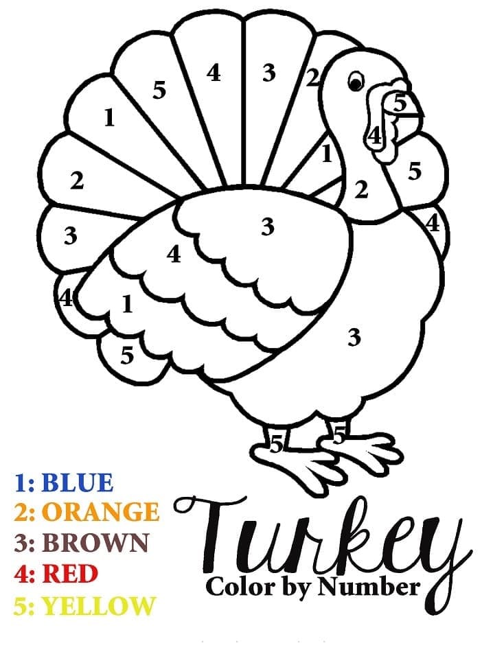 Turkey Color By Number Worksheet 12