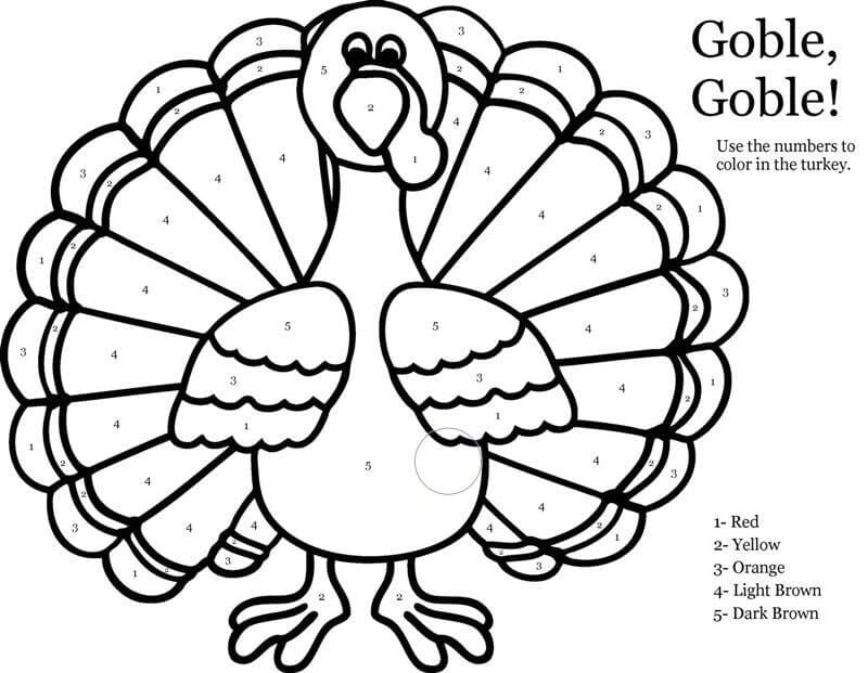 Turkey Color By Number Worksheet