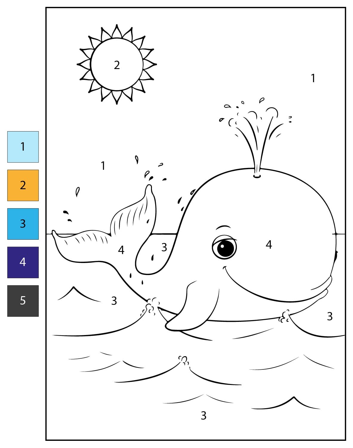 Whale Color By Number Printable