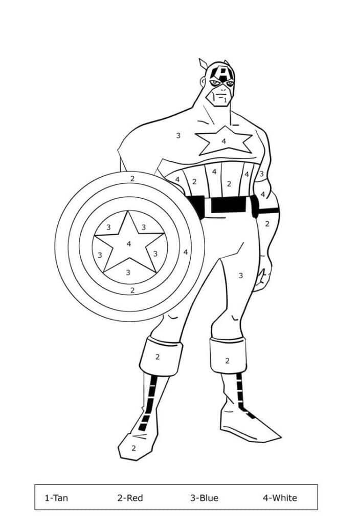 Cartoon Captain America Color By Number