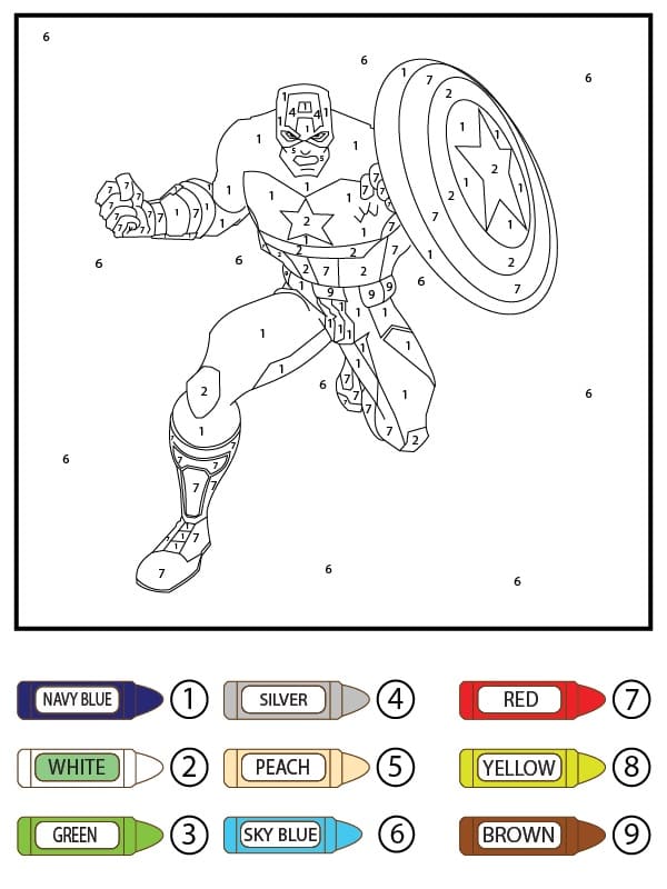 Free Captain America Color By Number