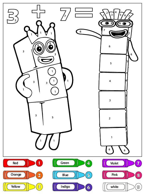 Free Printable Numberblocks Color by Number