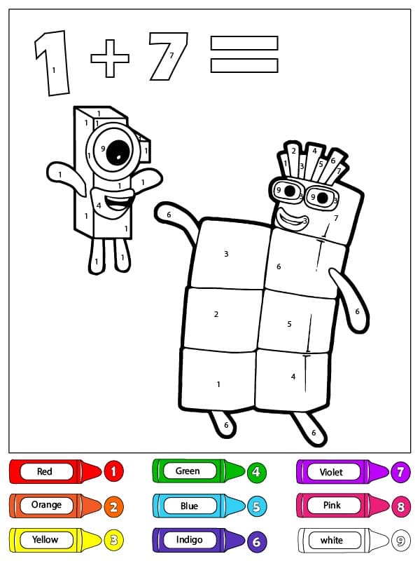 Numberblocks Color by Number Worksheet 01